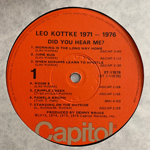 Leo Kottke ~ 1971-1976 "Did You Hear Me?" (Vinyl) - Djungel & Jazz