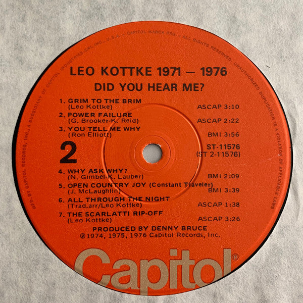Leo Kottke ~ 1971-1976 "Did You Hear Me?" (Vinyl) - Djungel & Jazz