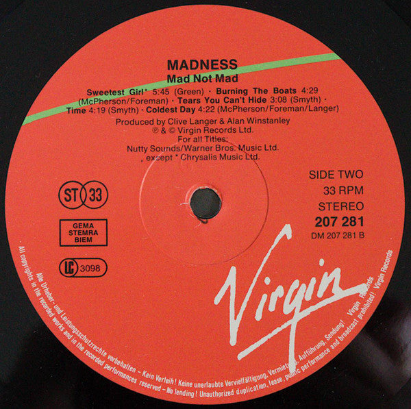 Madness : Mad Not Mad (LP, Album)