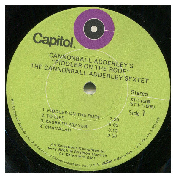 Cannonball Adderley : Cannonball Adderley's Fiddler On The Roof (LP, RE, Gre)
