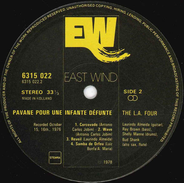 The L•A•4 ~ Pavane Pour Une Infante Défunte (Vinyl) - Djungel & Jazz