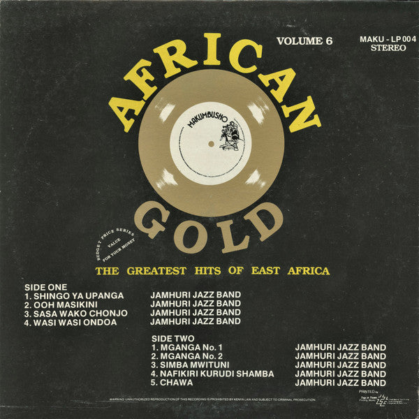 Jamhuri Jazz Band ~ African Gold Volume 6 (Wazee Hukumbuka) (Vinyl) - Djungel & Jazz