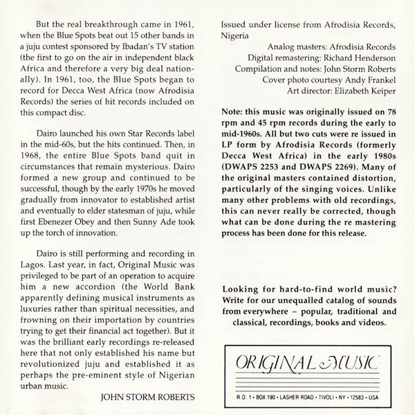 I.K. Dairo ~ Juju Master I.K. Dairo Mbe (Vinyl) - Djungel & Jazz