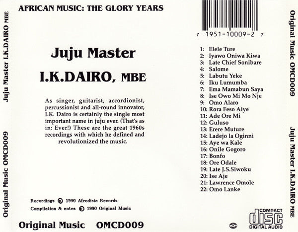 I.K. Dairo ~ Juju Master I.K. Dairo Mbe (Vinyl) - Djungel & Jazz