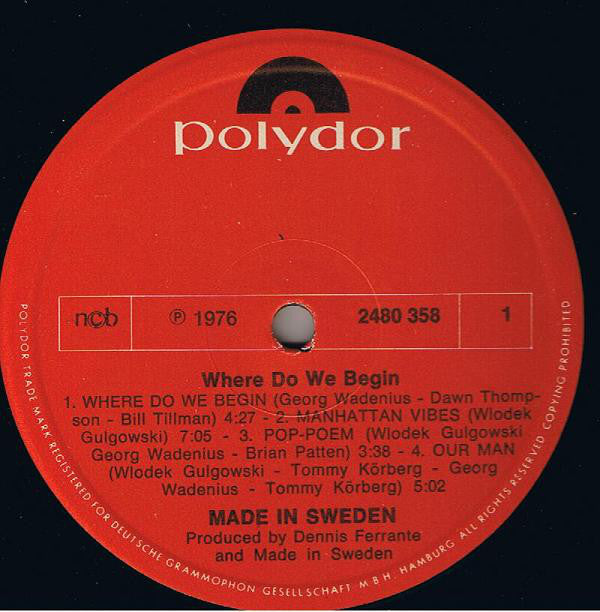 Made In Sweden ~ Where Do We Begin (Vinyl) - Djungel & Jazz
