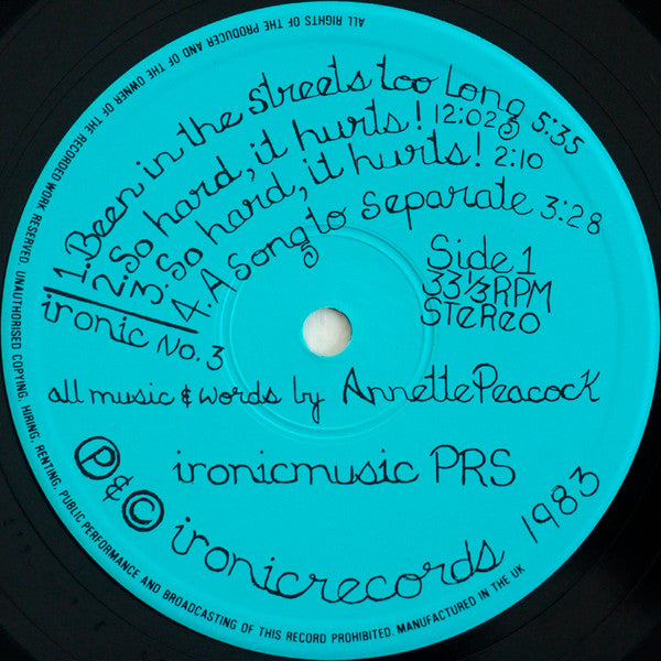 Annette Peacock ~ Been In The Streets Too Long (Vinyl) - Djungel & Jazz