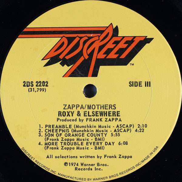 Zappa / Mothers ~ Roxy & Elsewhere (Vinyl) - Djungel & Jazz