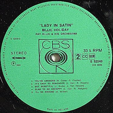 Billie Holiday With Ray Ellis And His Orchestra ~ Lady In Satin (Vinyl) - Djungel & Jazz
