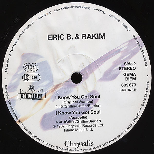 Eric B. & Rakim ~ I Know You Got Soul (Six Minutes Of Soul) (Vinyl) - Djungel & Jazz