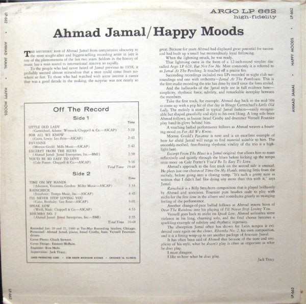 Ahmad Jamal ~ Happy Moods (Vinyl) - Djungel & Jazz