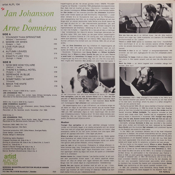 Jan Johansson ~ Younger Than Springtime (Vinyl) - Djungel & Jazz