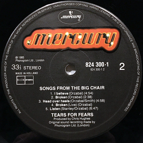 Tears For Fears ~ Songs From The Big Chair (Vinyl) - Djungel & Jazz