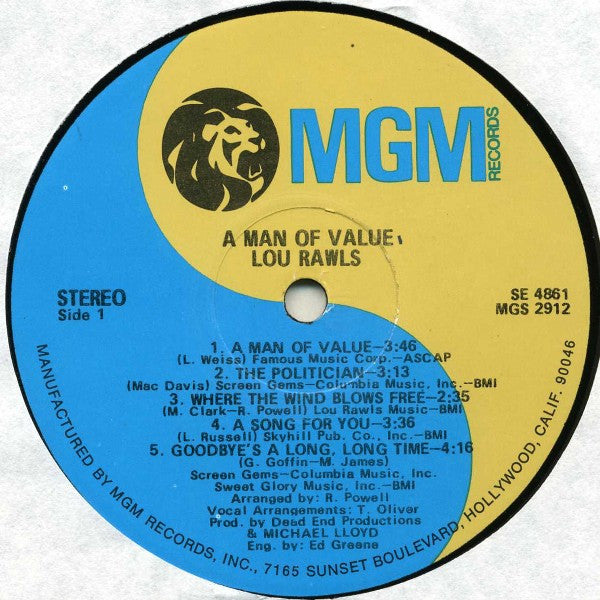 Lou Rawls ~ A Man Of Value (Vinyl) - Djungel & Jazz