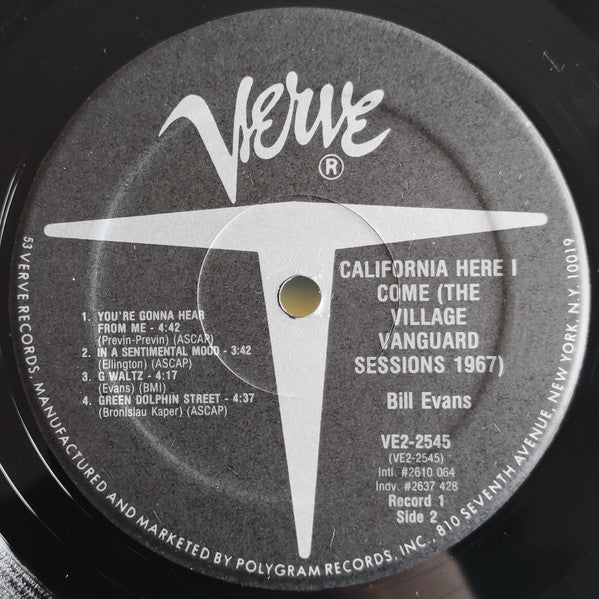 Bill Evans with Eddie Gomez & "Philly" Joe Jones ~ California Here I Come (The Village Vanguard Sessions 1967) (Vinyl) - Djungel & Jazz