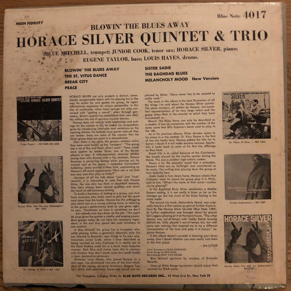 The Horace Silver Quintet & The Horace Silver Trio ~ Blowin' The Blues Away (Vinyl) - Djungel & Jazz