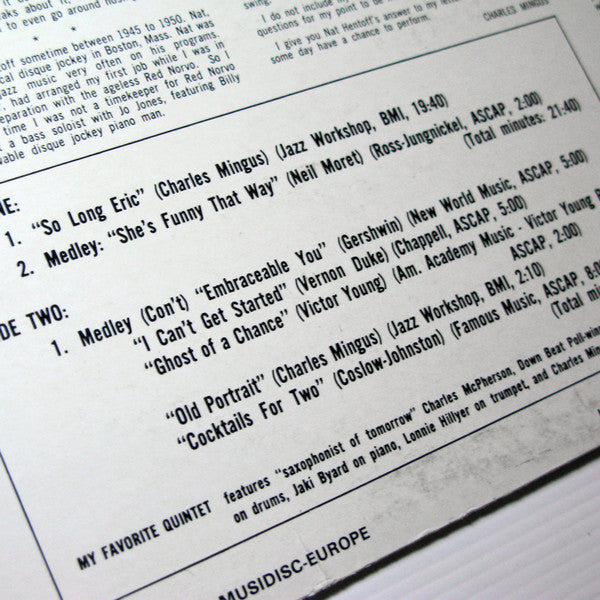 Charles Mingus & His Quintet ~ Town Hall Concert (Vinyl) - Djungel & Jazz