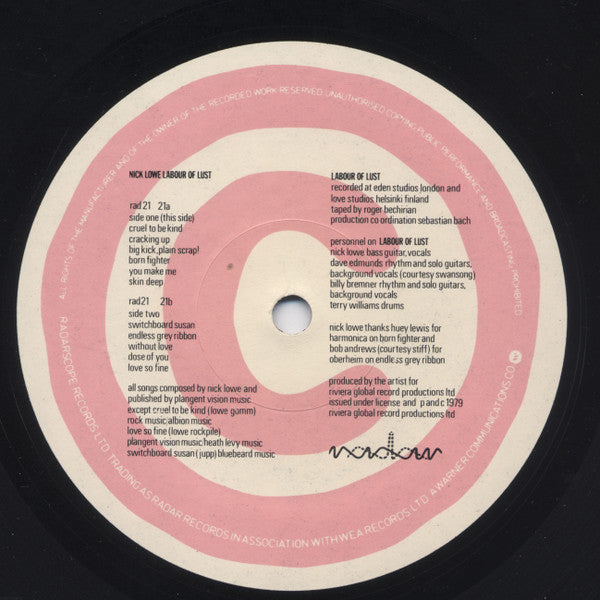 Nick Lowe : Labour Of Lust (LP, Album, Dam)