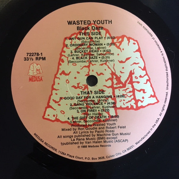 Wasted Youth (2) : Black Daze (LP, Album)