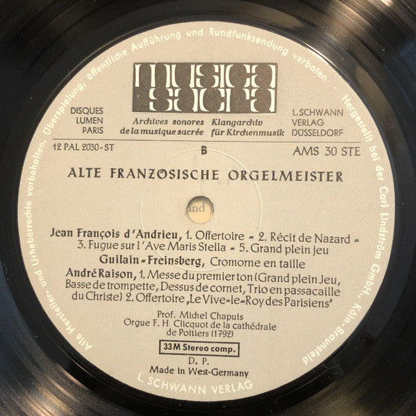 Michel Chapuis ~ Alte Französische Orgelmeister (Vinyl) - Djungel & Jazz