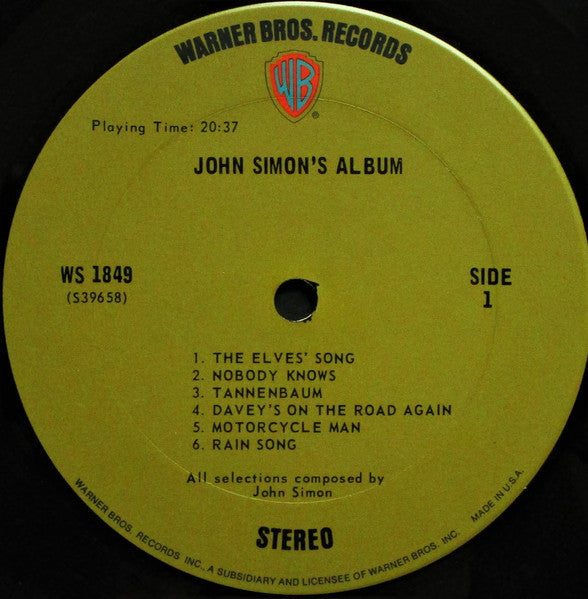 John Simon ~ John Simon's Album (Vinyl) - Djungel & Jazz