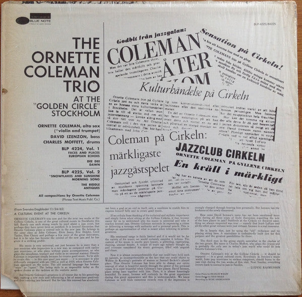 The Ornette Coleman Trio ~ At The "Golden Circle" Stockholm - Volume Two (Vinyl) - Djungel & Jazz