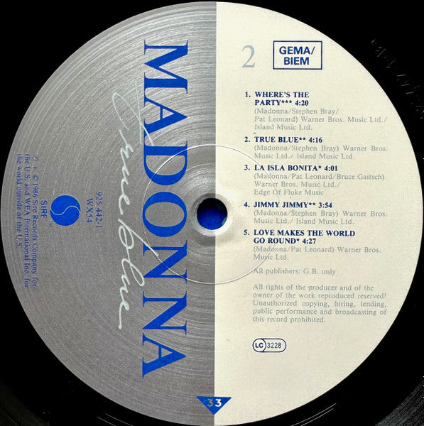 Madonna ~ True Blue (Vinyl) - Djungel & Jazz