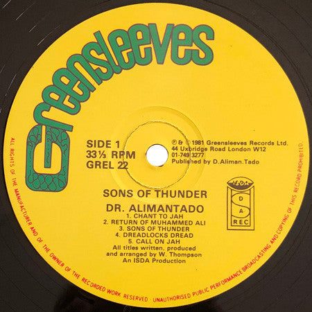 Dr. Alimantado ~ Sons Of Thunder (Vinyl) - Djungel & Jazz