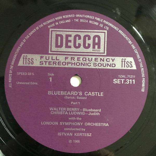 Bartók, Istvan Kertesz, London Symphony ~ Bluebeard's Castle (Vinyl) - Djungel & Jazz