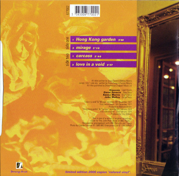 Siouxsie & The Banshees : The Peel Sessions 1977-1978 (7", Comp, Ltd, Blu)