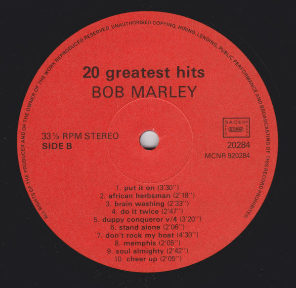 Bob Marley ~ 20 Greatest Hits (Vinyl) - Djungel & Jazz