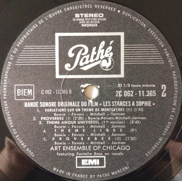 The Art Ensemble Of Chicago ~ Bande Sonore Originale Du Film "Les Stances À Sophie" (Vinyl) - Djungel & Jazz