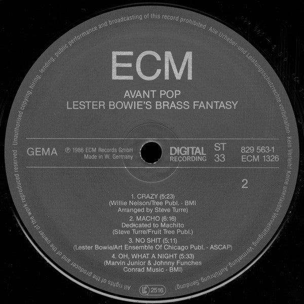 Lester Bowie Brass Fantasy ~ Avant Pop (Vinyl) - Djungel & Jazz