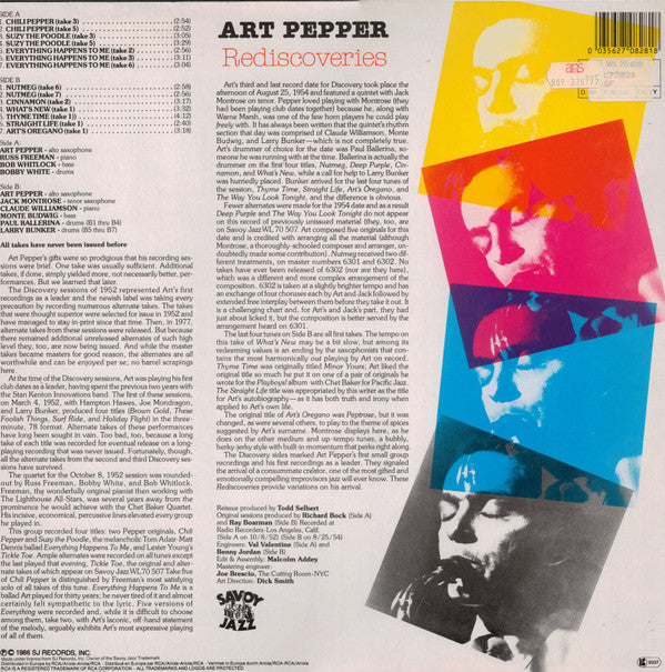 Art Pepper ~ Rediscoveries (Vinyl) - Djungel & Jazz