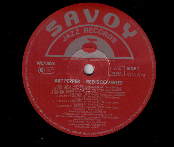 Art Pepper ~ Rediscoveries (Vinyl) - Djungel & Jazz