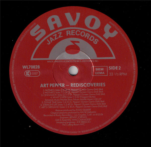 Art Pepper ~ Rediscoveries (Vinyl) - Djungel & Jazz