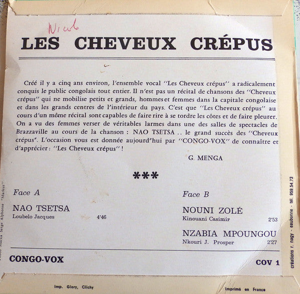 Les Cheveux Crepus ~ Nao Tsetsa (Vinyl) - Djungel & Jazz