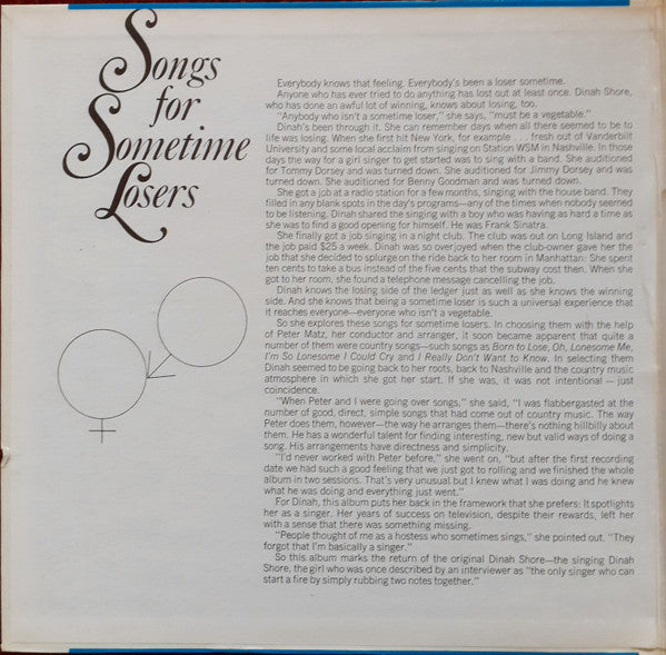 Dinah Shore ~ Songs For Sometime Losers (Vinyl) - Djungel & Jazz
