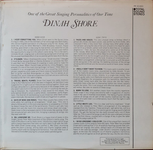 Dinah Shore ~ Songs For Sometime Losers (Vinyl) - Djungel & Jazz