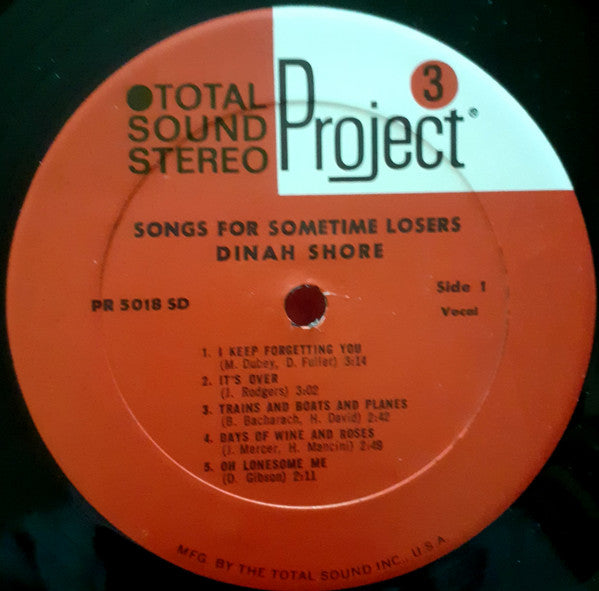 Dinah Shore ~ Songs For Sometime Losers (Vinyl) - Djungel & Jazz