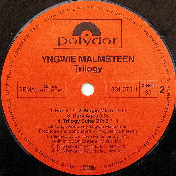 Yngwie Malmsteen ~ Trilogy (Vinyl) - Djungel & Jazz