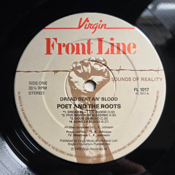 Poet And The Roots : Dread Beat An' Blood (LP, Album, A2/)