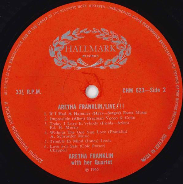 Aretha Franklin ~ Live!!! (In Person With Her Quartet) (Vinyl) - Djungel & Jazz