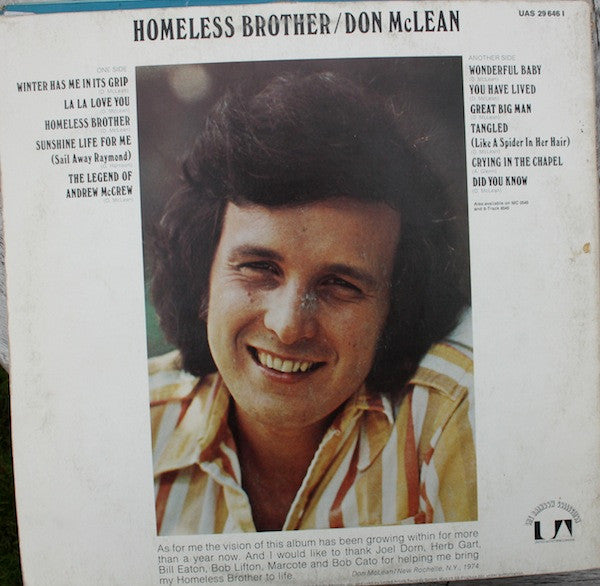 Don McLean ~ Homeless Brother (Vinyl) - Djungel & Jazz