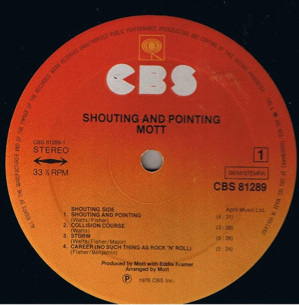 Mott (3) : Shouting And Pointing (LP, Album)