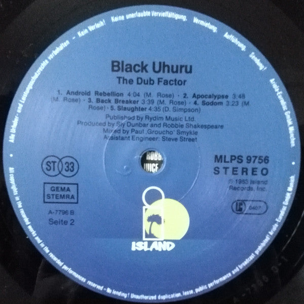 Black Uhuru : The Dub Factor (LP, Album)