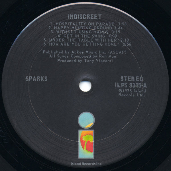 Sparks ~ Indiscreet (Vinyl) - Djungel & Jazz