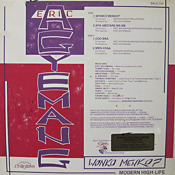 Eric Agyemang ~ Wonko Menko? (Vinyl) - Djungel & Jazz