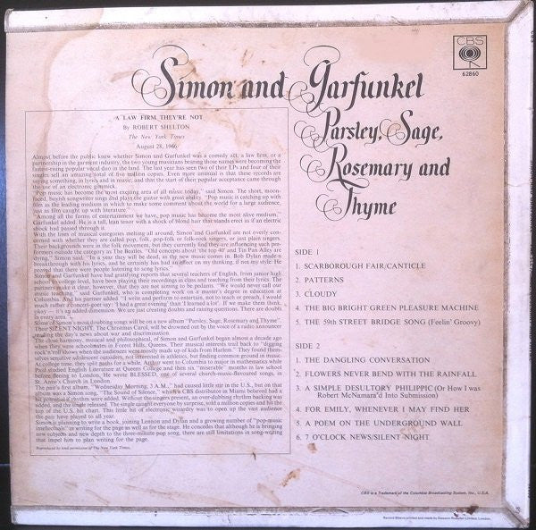Simon & Garfunkel ~ Parsley, Sage, Rosemary And Thyme (Vinyl) - Djungel & Jazz