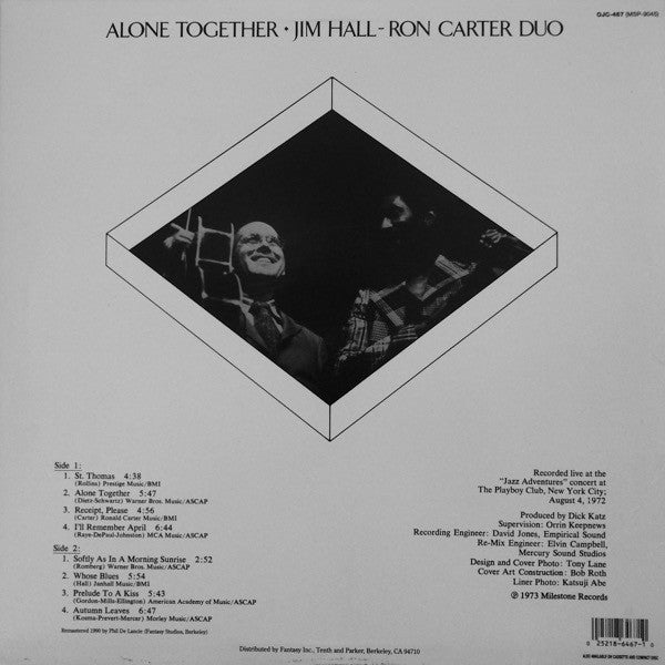 Jim Hall / Ron Carter Duo ~ Alone Together (Vinyl) - Djungel & Jazz
