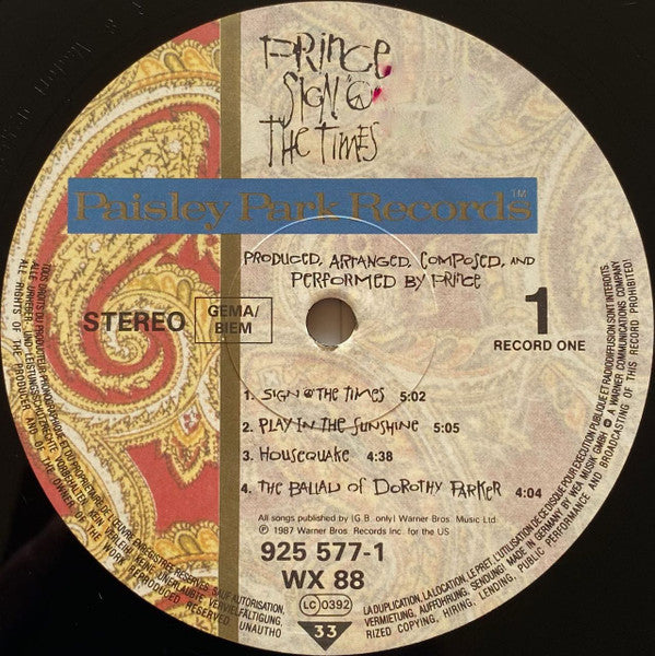 Prince ~ Sign "O" The Times (Vinyl) - Djungel & Jazz